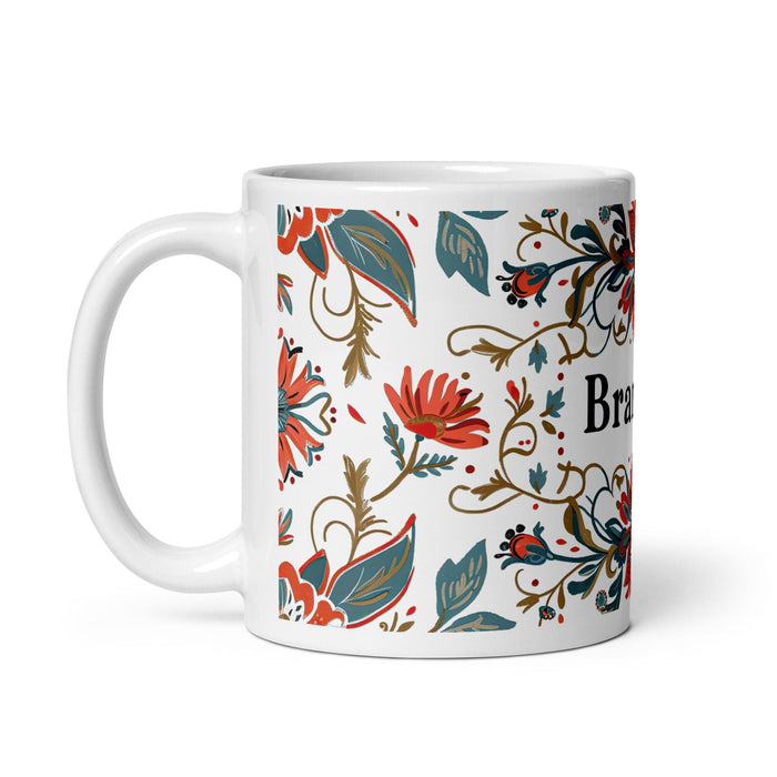 Brandon Exclusive Name Art Piece Home Office Work Coffee Mug Mexican Spanish Pride Gift Cup One-Of-A-Kind Calligraphy White Glossy Mug | B22 Mexicada