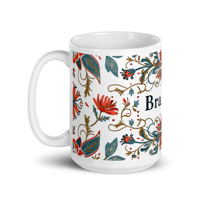 Brandon Exclusive Name Art Piece Home Office Work Coffee Mug Mexican Spanish Pride Gift Cup One-Of-A-Kind Calligraphy White Glossy Mug | B22 Mexicada