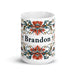 Brandon Exclusive Name Art Piece Home Office Work Coffee Mug Mexican Spanish Pride Gift Cup One-Of-A-Kind Calligraphy White Glossy Mug | B22 Mexicada