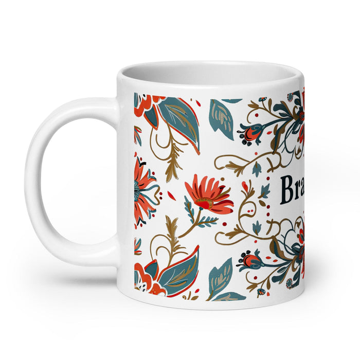 Brandon Exclusive Name Art Piece Home Office Work Coffee Mug Mexican Spanish Pride Gift Cup One-Of-A-Kind Calligraphy White Glossy Mug | B22 Mexicada