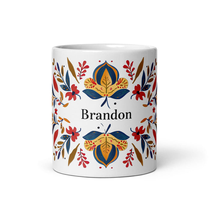 Brandon Exclusive Name Art Piece Home Office Work Coffee Mug Mexican Spanish Pride Gift Cup One-Of-A-Kind Calligraphy White Glossy Mug | B23 Mexicada