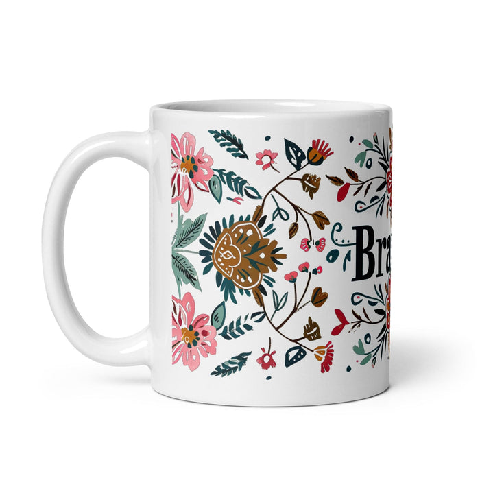 Brandon Exclusive Name Art Piece Home Office Work Coffee Mug Mexican Spanish Pride Gift Cup One-Of-A-Kind Calligraphy White Glossy Mug | B8 Mexicada