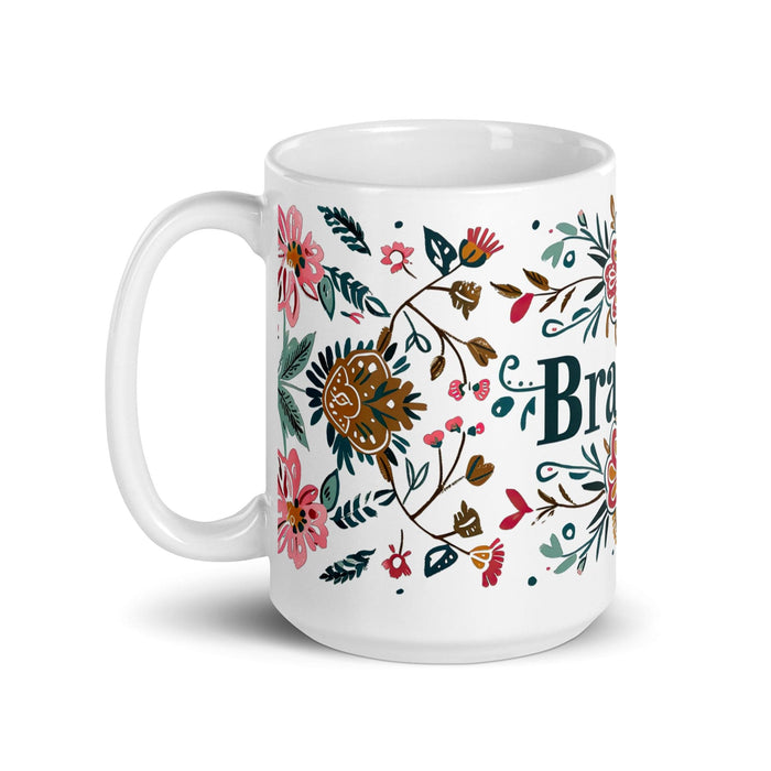 Brandon Exclusive Name Art Piece Home Office Work Coffee Mug Mexican Spanish Pride Gift Cup One-Of-A-Kind Calligraphy White Glossy Mug | B8 Mexicada