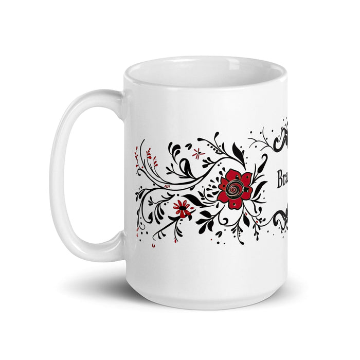 Brandon Exclusive Name Art Piece Home Office Work Coffee Mug Mexican Spanish Pride Gift Cup One-Of-A-Kind Calligraphy White Glossy Mug | B9 Mexicada