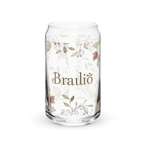 Braulio Exclusive Name Art Piece Can-Shaped Glass Home Office Work Mexican Spanish Pride Gift Cup One-Of-A-Kind Calligraphy Glass | B1 Mexicada 16 oz