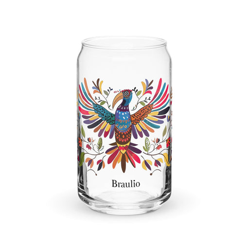 Braulio Exclusive Name Art Piece Can-Shaped Glass Home Office Work Mexican Spanish Pride Gift Cup One-Of-A-Kind Calligraphy Glass | B10 Mexicada 16 oz