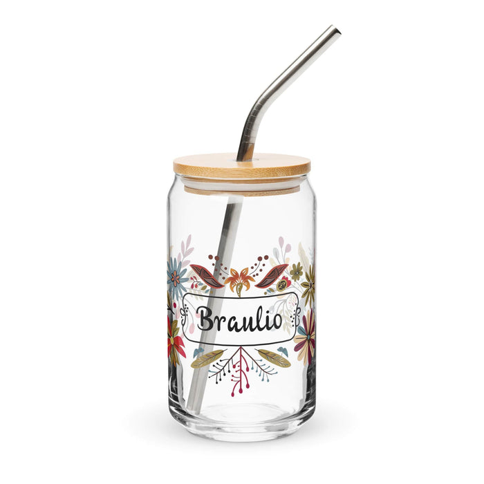 Braulio Exclusive Name Art Piece Can-Shaped Glass Home Office Work Mexican Spanish Pride Gift Cup One-Of-A-Kind Calligraphy Glass | B3 Mexicada 16 oz With Lid & Straw