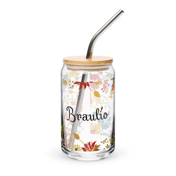 Braulio Exclusive Name Art Piece Can-Shaped Glass Home Office Work Mexican Spanish Pride Gift Cup One-Of-A-Kind Calligraphy Glass | B7 Mexicada 16 oz With Lid & Straw