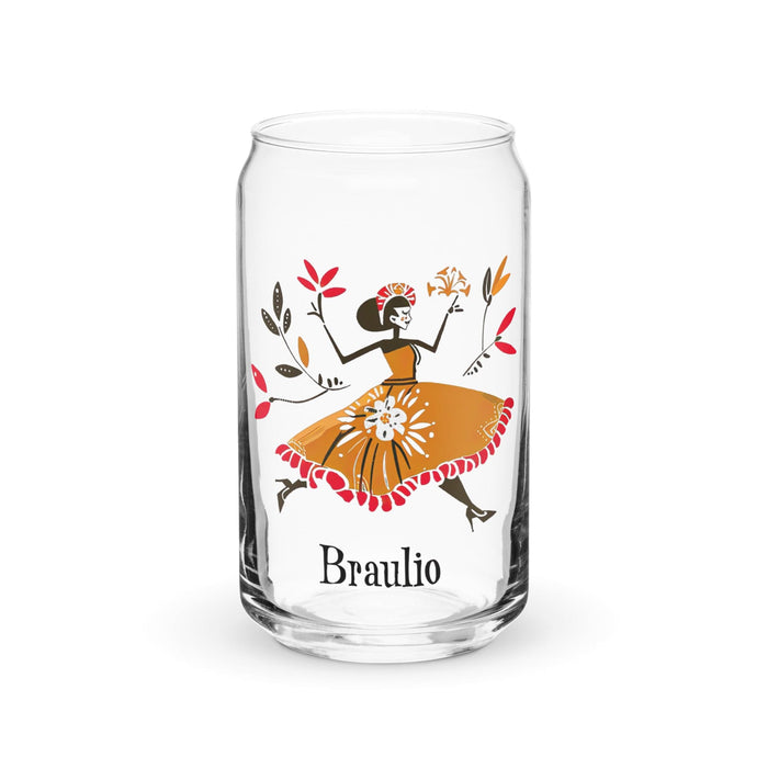 Braulio Exclusive Name Art Piece Can-Shaped Glass Home Office Work Mexican Spanish Pride Gift Cup One-Of-A-Kind Calligraphy Glass | B8 Mexicada 16 oz