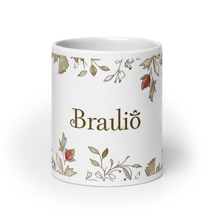 Braulio Exclusive Name Art Piece Home Office Work Coffee Mug Mexican Spanish Pride Gift Cup One-Of-A-Kind Calligraphy White Glossy Mug | B1 Mexicada