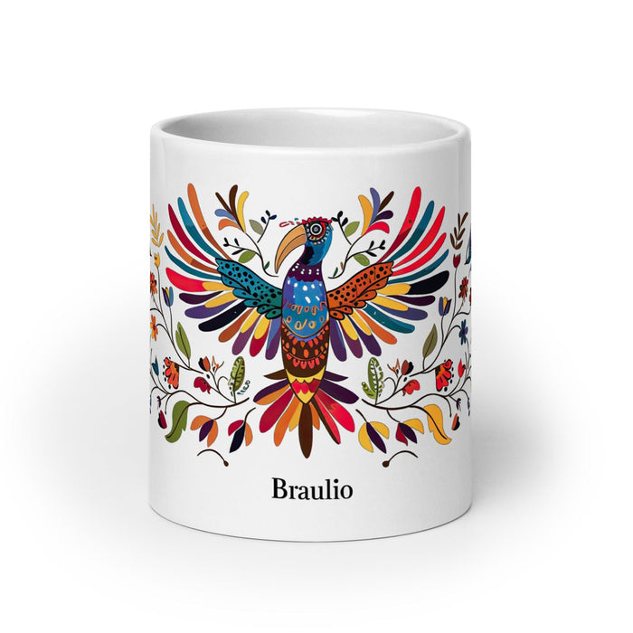 Braulio Exclusive Name Art Piece Home Office Work Coffee Mug Mexican Spanish Pride Gift Cup One-Of-A-Kind Calligraphy White Glossy Mug | B10 Mexicada