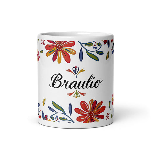 Braulio Exclusive Name Art Piece Home Office Work Coffee Mug Mexican Spanish Pride Gift Cup One-Of-A-Kind Calligraphy White Glossy Mug | B17 Mexicada