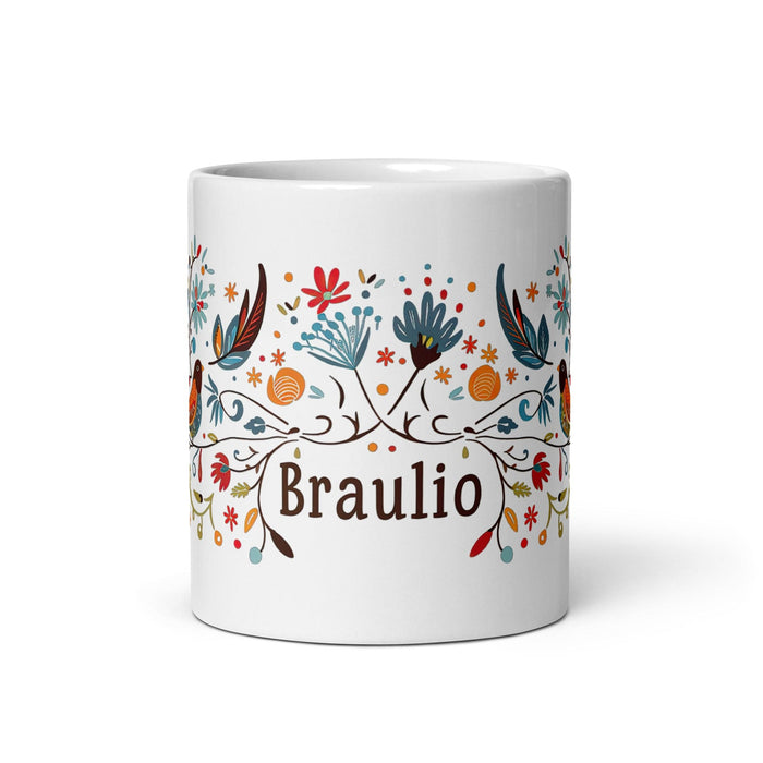 Braulio Exclusive Name Art Piece Home Office Work Coffee Mug Mexican Spanish Pride Gift Cup One-Of-A-Kind Calligraphy White Glossy Mug | B2 Mexicada