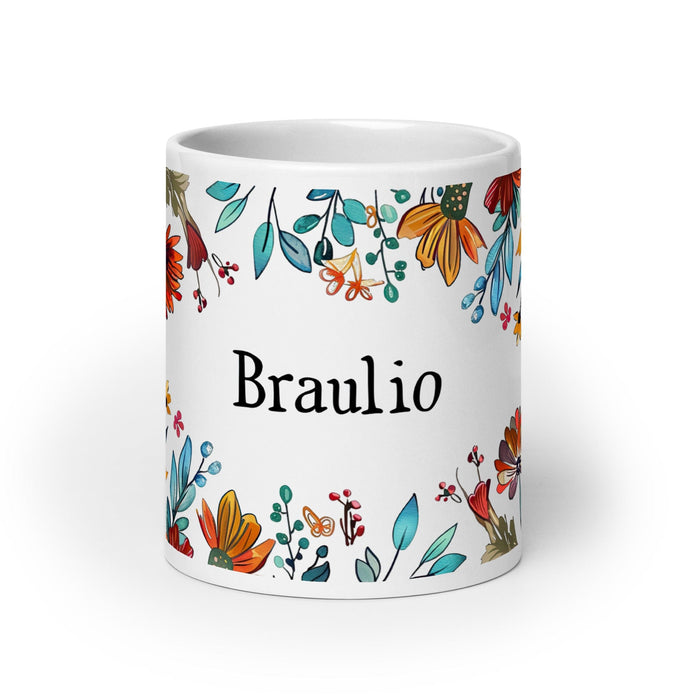 Braulio Exclusive Name Art Piece Home Office Work Coffee Mug Mexican Spanish Pride Gift Cup One-Of-A-Kind Calligraphy White Glossy Mug | B31 Mexicada