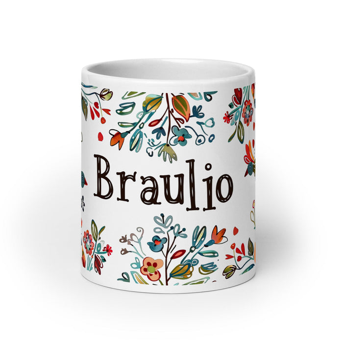 Braulio Exclusive Name Art Piece Home Office Work Coffee Mug Mexican Spanish Pride Gift Cup One-Of-A-Kind Calligraphy White Glossy Mug | B33 Mexicada