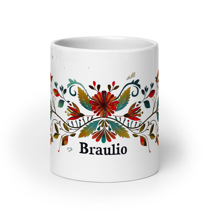 Braulio Exclusive Name Art Piece Home Office Work Coffee Mug Mexican Spanish Pride Gift Cup One-Of-A-Kind Calligraphy White Glossy Mug | B34 Mexicada