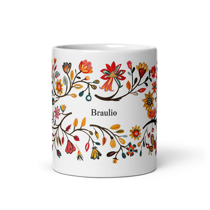 Braulio Exclusive Name Art Piece Home Office Work Coffee Mug Mexican Spanish Pride Gift Cup One-Of-A-Kind Calligraphy White Glossy Mug | B6 Mexicada