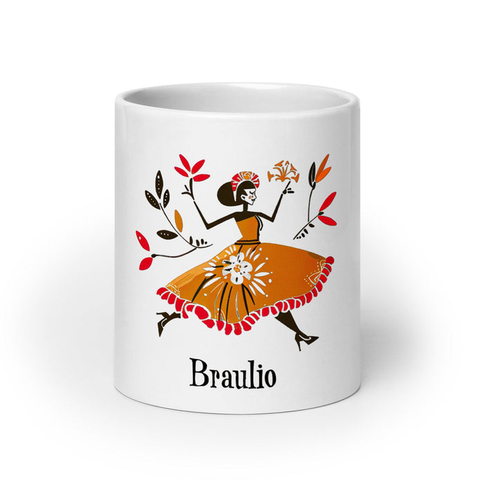 Braulio Exclusive Name Art Piece Home Office Work Coffee Mug Mexican Spanish Pride Gift Cup One-Of-A-Kind Calligraphy White Glossy Mug | B8 Mexicada