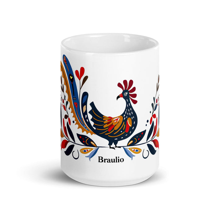 Braulio Exclusive Name Art Piece Home Office Work Coffee Mug Mexican Spanish Pride Gift Cup One-Of-A-Kind Calligraphy White Glossy Mug | B9 Mexicada