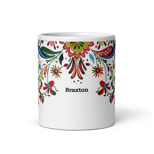 Braxton Exclusive Name Art Piece Home Office Work Coffee Mug Mexican Spanish Pride Gift Cup One-Of-A-Kind Calligraphy White Glossy Mug | B10 Mexicada