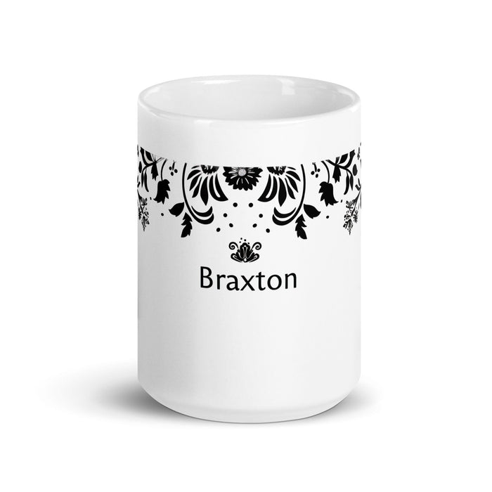 Braxton Exclusive Name Art Piece Home Office Work Coffee Mug Mexican Spanish Pride Gift Cup One-Of-A-Kind Calligraphy White Glossy Mug | B13 Mexicada