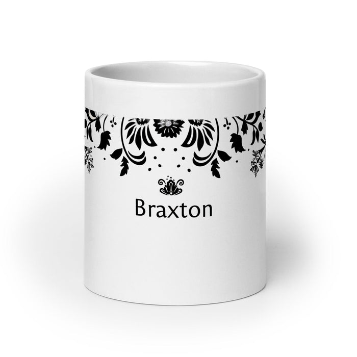 Braxton Exclusive Name Art Piece Home Office Work Coffee Mug Mexican Spanish Pride Gift Cup One-Of-A-Kind Calligraphy White Glossy Mug | B13 Mexicada