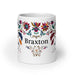 Braxton Exclusive Name Art Piece Home Office Work Coffee Mug Mexican Spanish Pride Gift Cup One-Of-A-Kind Calligraphy White Glossy Mug | B17 Mexicada