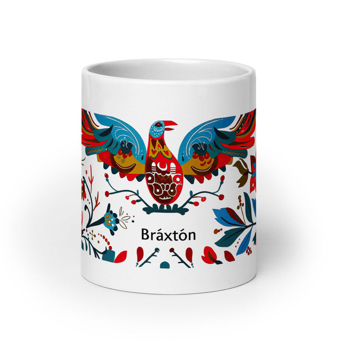 Braxton Exclusive Name Art Piece Home Office Work Coffee Mug Mexican Spanish Pride Gift Cup One-Of-A-Kind Calligraphy White Glossy Mug | B18 Mexicada