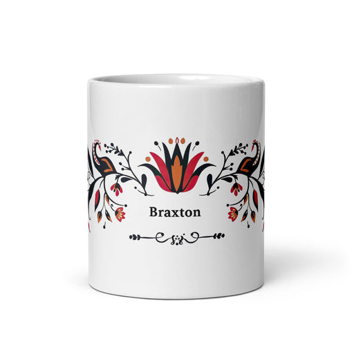 Braxton Exclusive Name Art Piece Home Office Work Coffee Mug Mexican Spanish Pride Gift Cup One-Of-A-Kind Calligraphy White Glossy Mug | B19 Mexicada