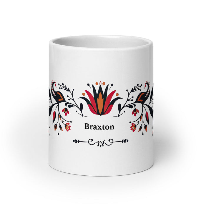 Braxton Exclusive Name Art Piece Home Office Work Coffee Mug Mexican Spanish Pride Gift Cup One-Of-A-Kind Calligraphy White Glossy Mug | B19 Mexicada