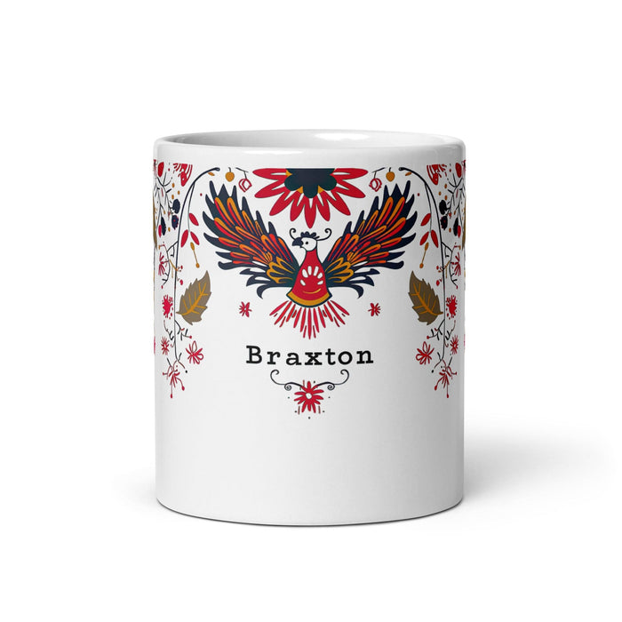 Braxton Exclusive Name Art Piece Home Office Work Coffee Mug Mexican Spanish Pride Gift Cup One-Of-A-Kind Calligraphy White Glossy Mug | B2 Mexicada