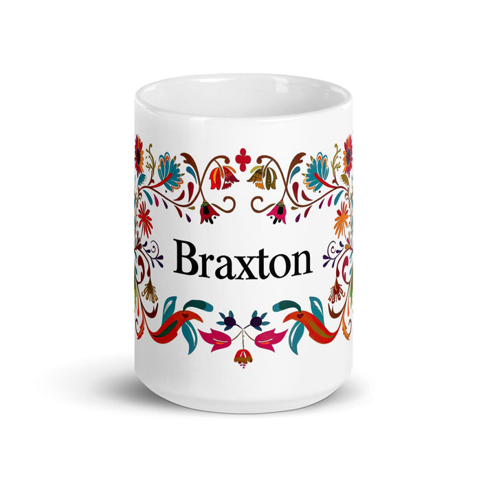 Braxton Exclusive Name Art Piece Home Office Work Coffee Mug Mexican Spanish Pride Gift Cup One-Of-A-Kind Calligraphy White Glossy Mug | B20 Mexicada