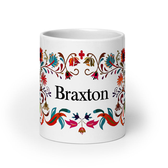 Braxton Exclusive Name Art Piece Home Office Work Coffee Mug Mexican Spanish Pride Gift Cup One-Of-A-Kind Calligraphy White Glossy Mug | B20 Mexicada