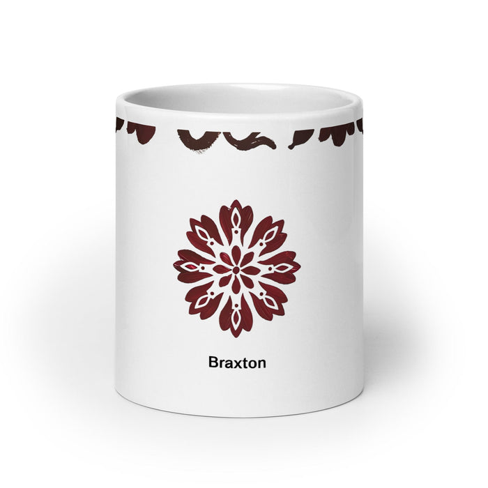 Braxton Exclusive Name Art Piece Home Office Work Coffee Mug Mexican Spanish Pride Gift Cup One-Of-A-Kind Calligraphy White Glossy Mug | B21 Mexicada