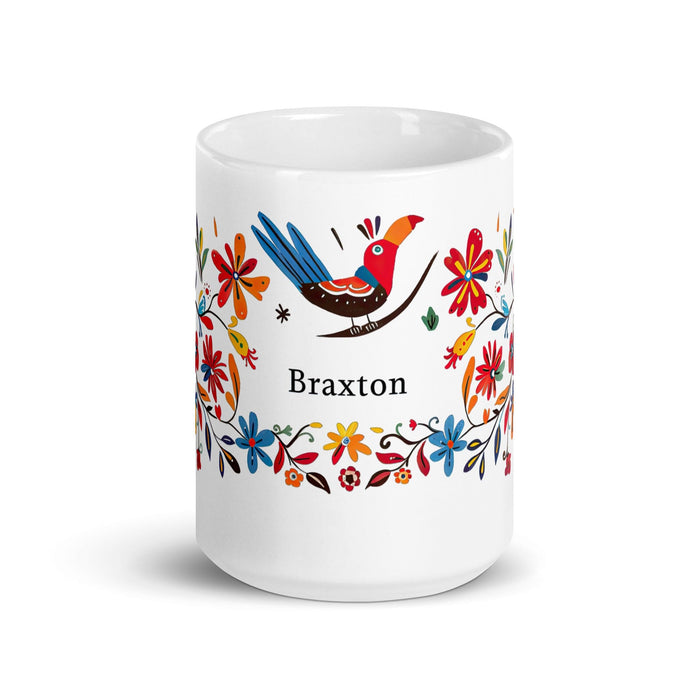 Braxton Exclusive Name Art Piece Home Office Work Coffee Mug Mexican Spanish Pride Gift Cup One-Of-A-Kind Calligraphy White Glossy Mug | B23 Mexicada