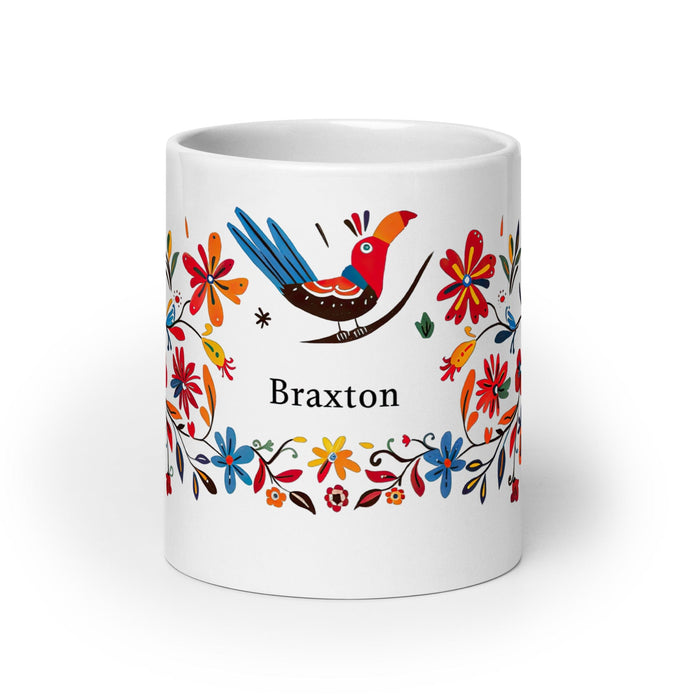 Braxton Exclusive Name Art Piece Home Office Work Coffee Mug Mexican Spanish Pride Gift Cup One-Of-A-Kind Calligraphy White Glossy Mug | B23 Mexicada