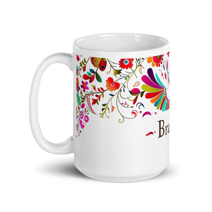 Braxton Exclusive Name Art Piece Home Office Work Coffee Mug Mexican Spanish Pride Gift Cup One-Of-A-Kind Calligraphy White Glossy Mug | B25 Mexicada