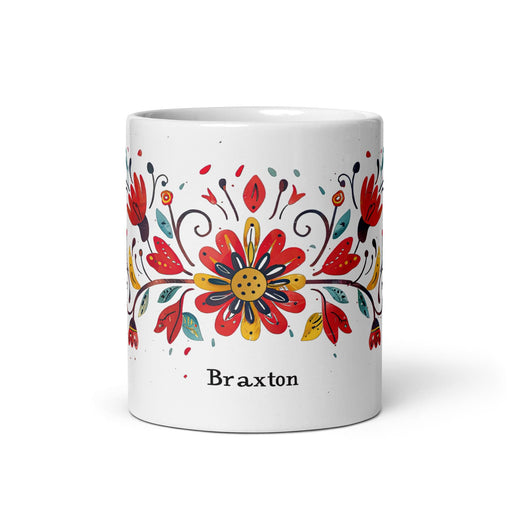 Braxton Exclusive Name Art Piece Home Office Work Coffee Mug Mexican Spanish Pride Gift Cup One-Of-A-Kind Calligraphy White Glossy Mug | B28 Mexicada