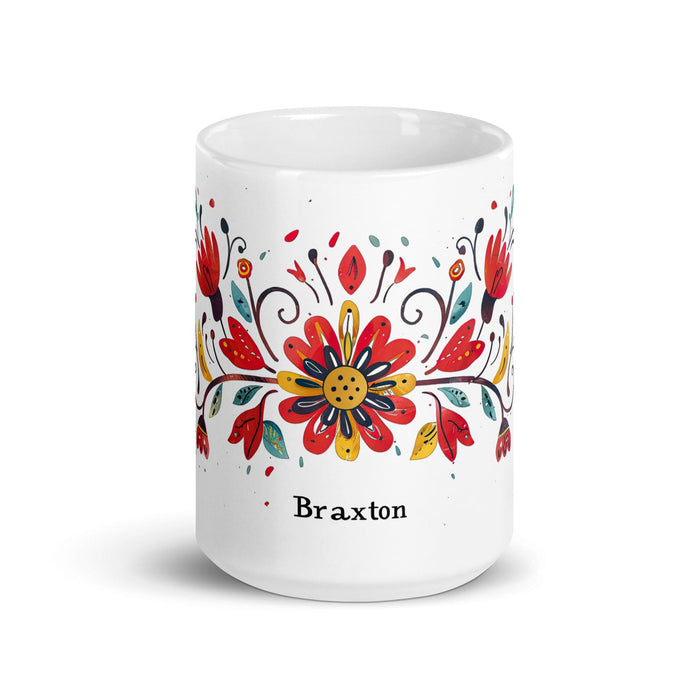 Braxton Exclusive Name Art Piece Home Office Work Coffee Mug Mexican Spanish Pride Gift Cup One-Of-A-Kind Calligraphy White Glossy Mug | B28 Mexicada