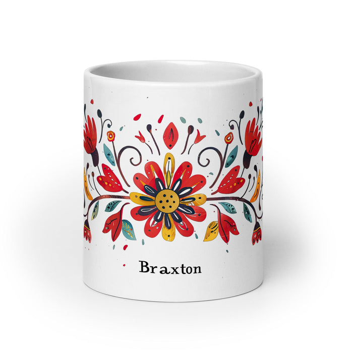 Braxton Exclusive Name Art Piece Home Office Work Coffee Mug Mexican Spanish Pride Gift Cup One-Of-A-Kind Calligraphy White Glossy Mug | B28 Mexicada