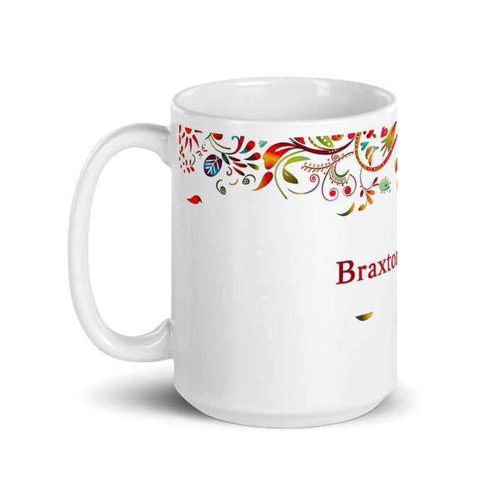 Braxton Exclusive Name Art Piece Home Office Work Coffee Mug Mexican Spanish Pride Gift Cup One-Of-A-Kind Calligraphy White Glossy Mug | B29 Mexicada