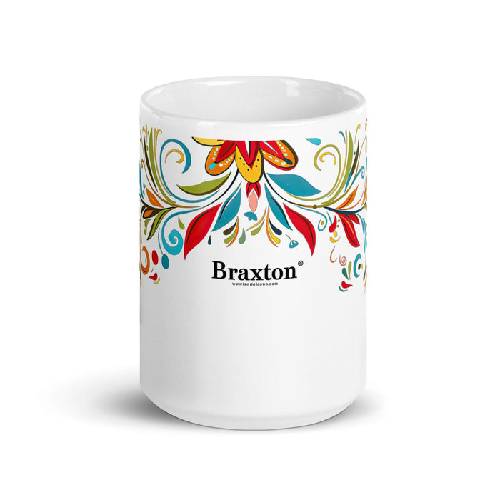 Braxton Exclusive Name Art Piece Home Office Work Coffee Mug Mexican Spanish Pride Gift Cup One-Of-A-Kind Calligraphy White Glossy Mug | B3 Mexicada