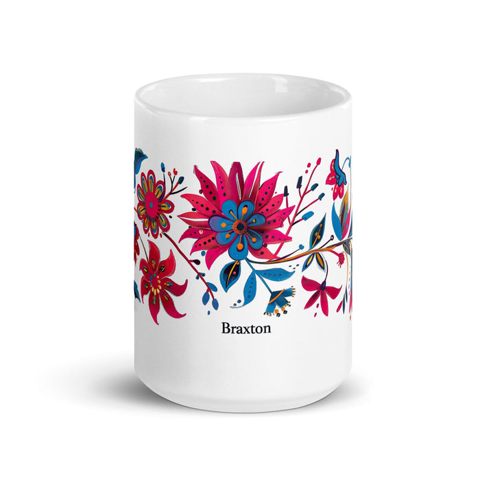 Braxton Exclusive Name Art Piece Home Office Work Coffee Mug Mexican Spanish Pride Gift Cup One-Of-A-Kind Calligraphy White Glossy Mug | B4 Mexicada