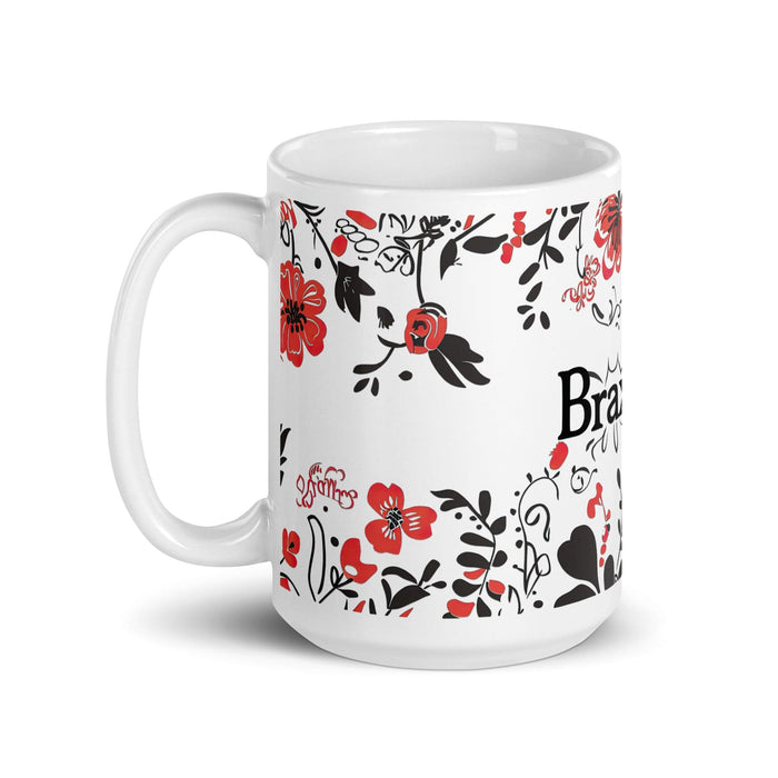 Braxton Exclusive Name Art Piece Home Office Work Coffee Mug Mexican Spanish Pride Gift Cup One-Of-A-Kind Calligraphy White Glossy Mug | B5 Mexicada