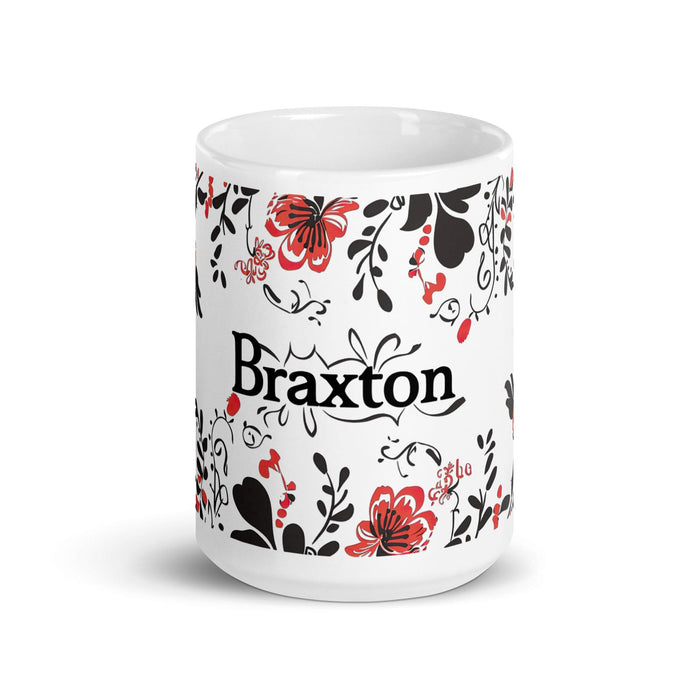 Braxton Exclusive Name Art Piece Home Office Work Coffee Mug Mexican Spanish Pride Gift Cup One-Of-A-Kind Calligraphy White Glossy Mug | B5 Mexicada