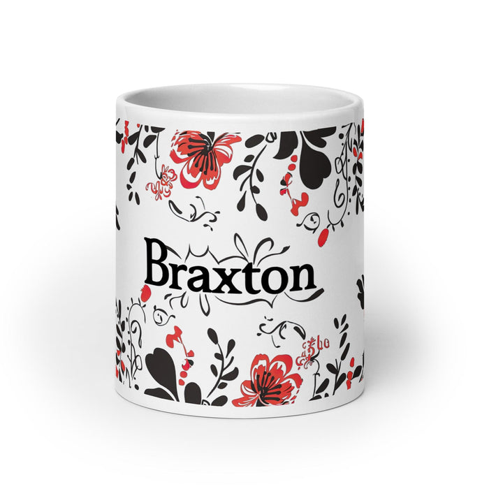 Braxton Exclusive Name Art Piece Home Office Work Coffee Mug Mexican Spanish Pride Gift Cup One-Of-A-Kind Calligraphy White Glossy Mug | B5 Mexicada