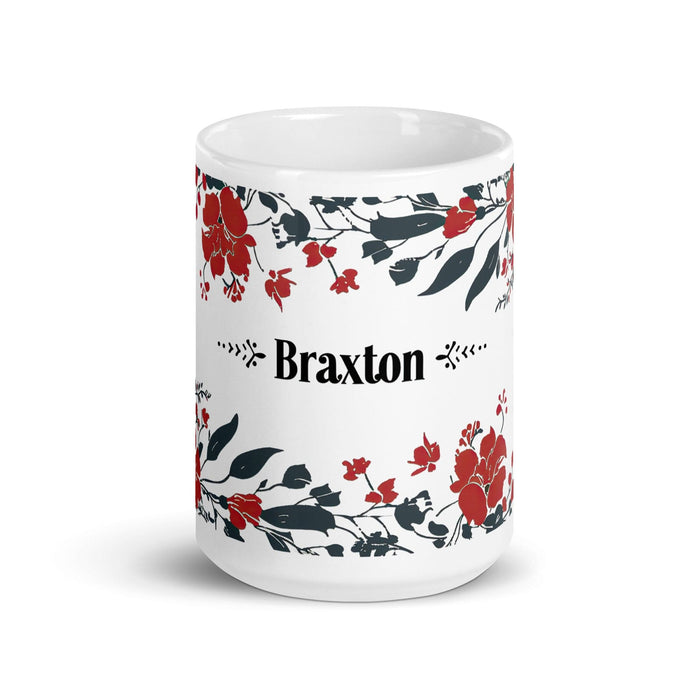 Braxton Exclusive Name Art Piece Home Office Work Coffee Mug Mexican Spanish Pride Gift Cup One-Of-A-Kind Calligraphy White Glossy Mug | B7 Mexicada