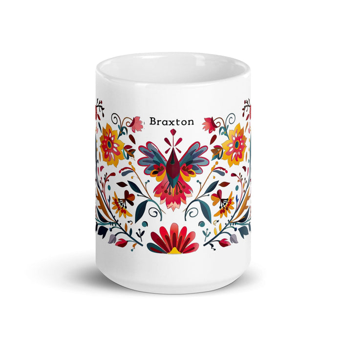 Braxton Exclusive Name Art Piece Home Office Work Coffee Mug Mexican Spanish Pride Gift Cup One-Of-A-Kind Calligraphy White Glossy Mug | B8 Mexicada