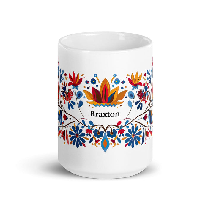 Braxton Exclusive Name Art Piece Home Office Work Coffee Mug Mexican Spanish Pride Gift Cup One-Of-A-Kind Calligraphy White Glossy Mug | B9 Mexicada