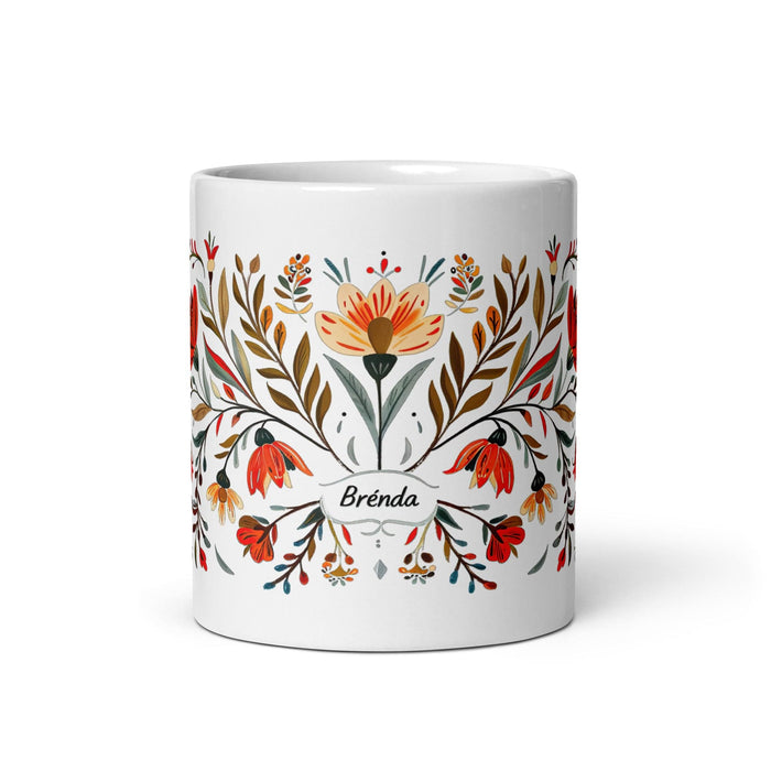 Brenda Exclusive Name Art Piece Home Office Work Coffee Mug Mexican Spanish Pride Gift Cup One-Of-A-Kind Calligraphy White Glossy | BMug29 Mexicada